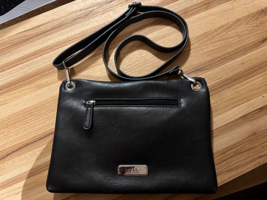 Nicole Miller New York Black Faux Leather Crossbody Bag