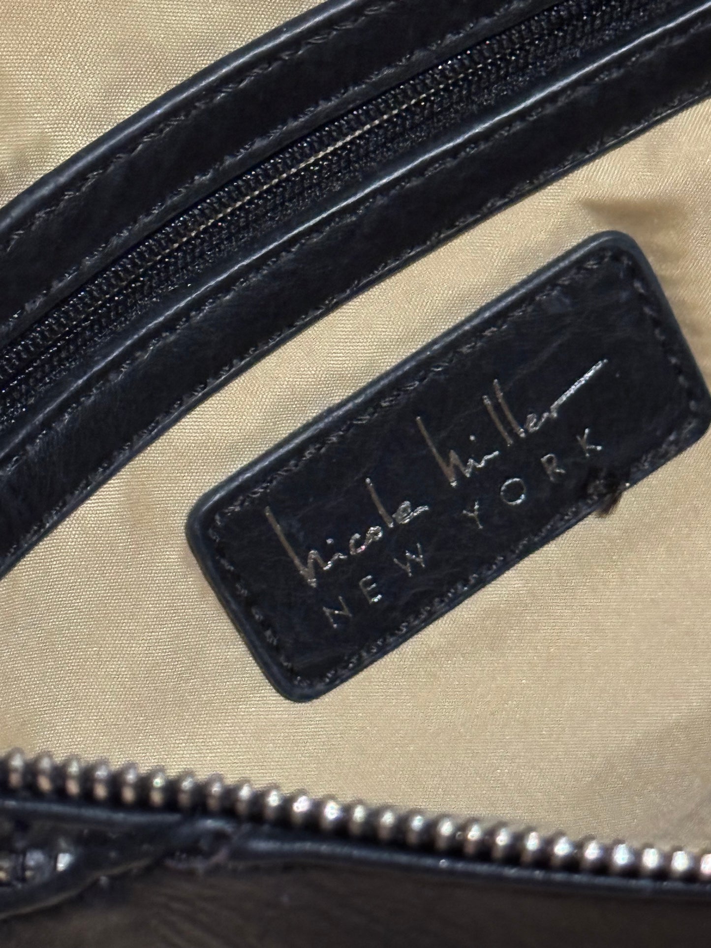 Nicole Miller New York Black Faux Leather Crossbody Bag