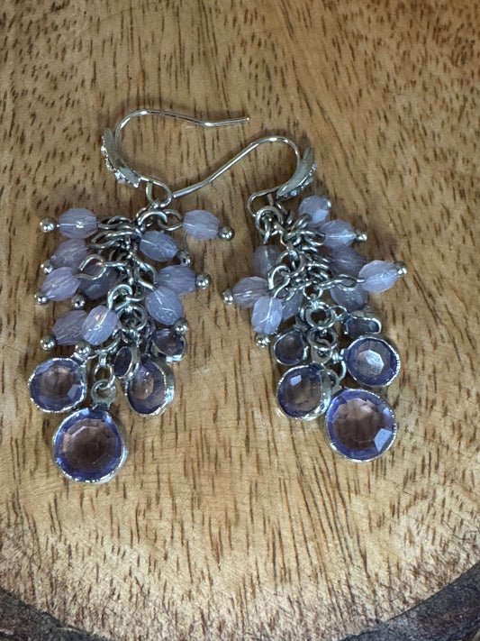 Blue Faceted Crystal Earrings