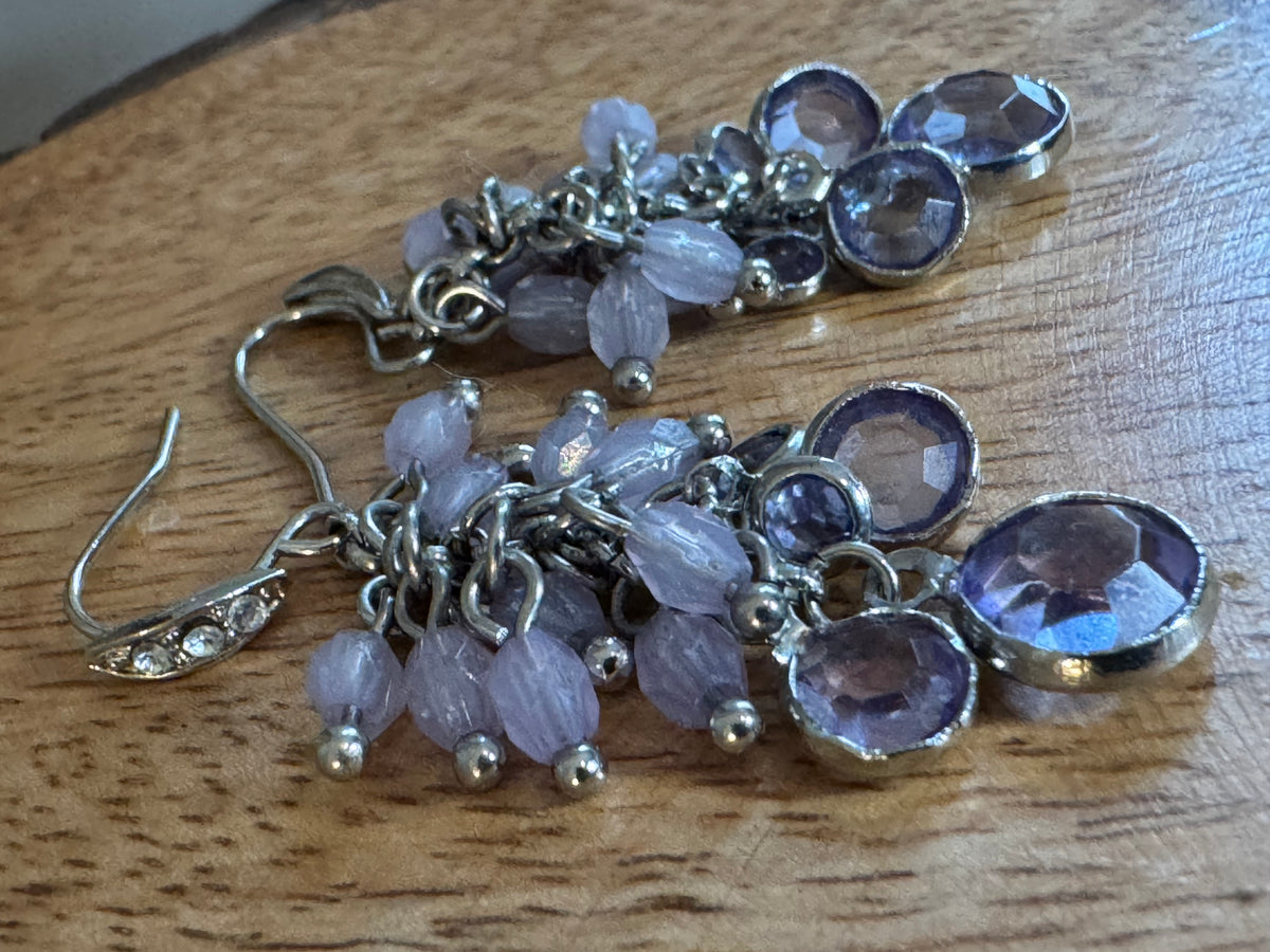 Blue Faceted Crystal Earrings
