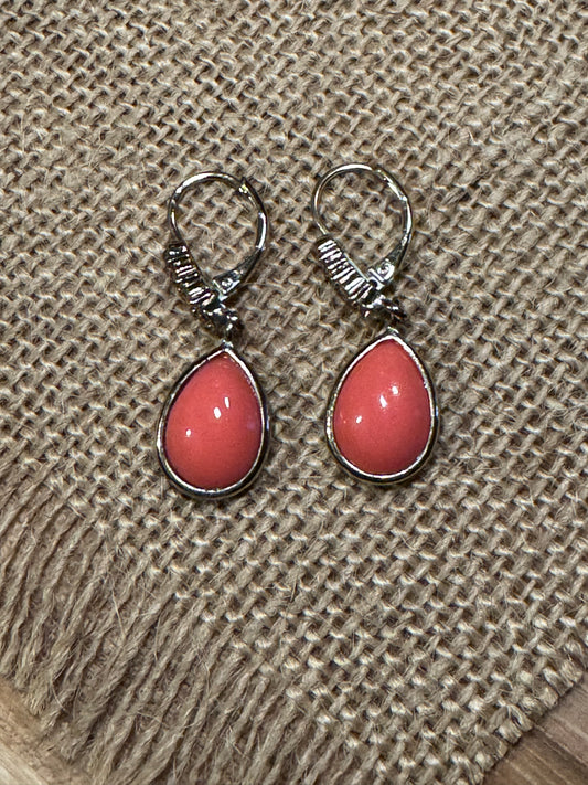 Vintage Crown Trifari Faux Coral Earrings - Rare Find!