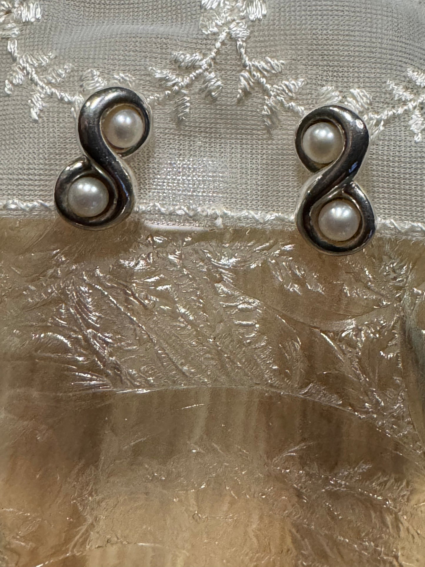 Sterling Silver Pearl Swirl Stud Earrings