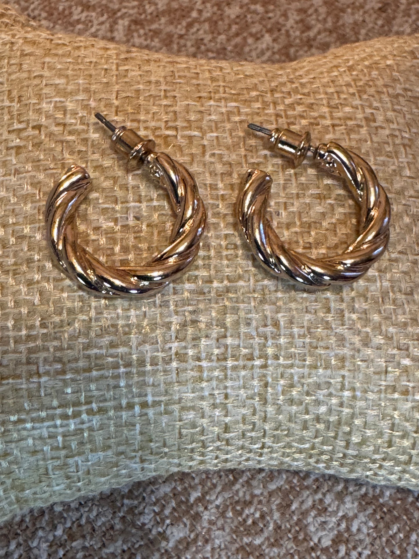 Twisted Gold Tone Hoop Earrings