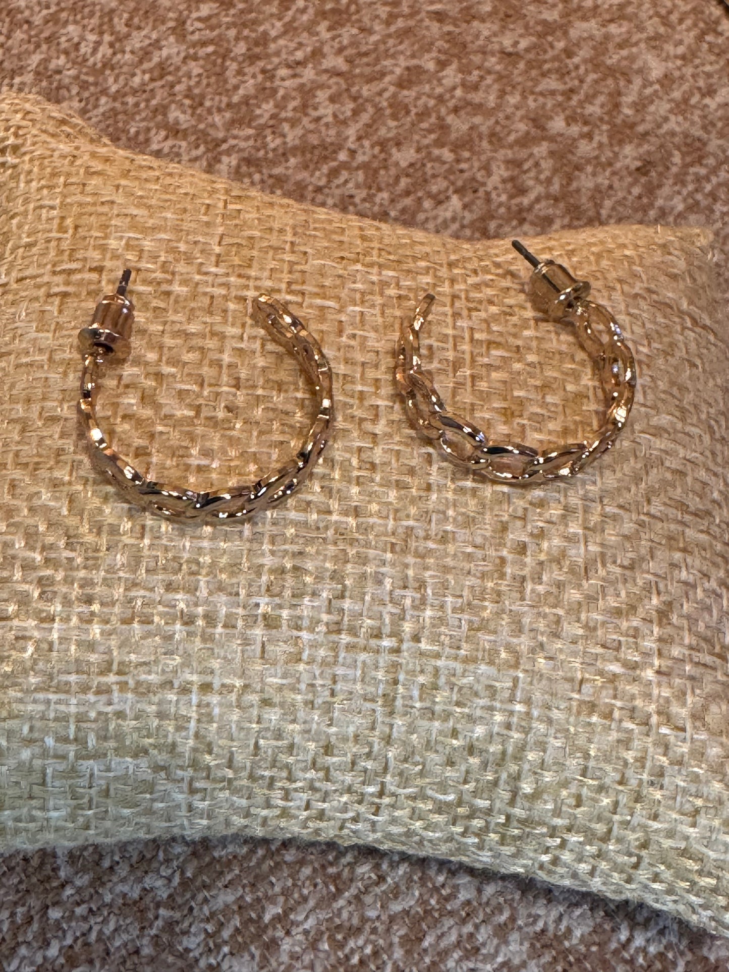 Braided Gold Tone Hoop Earrings