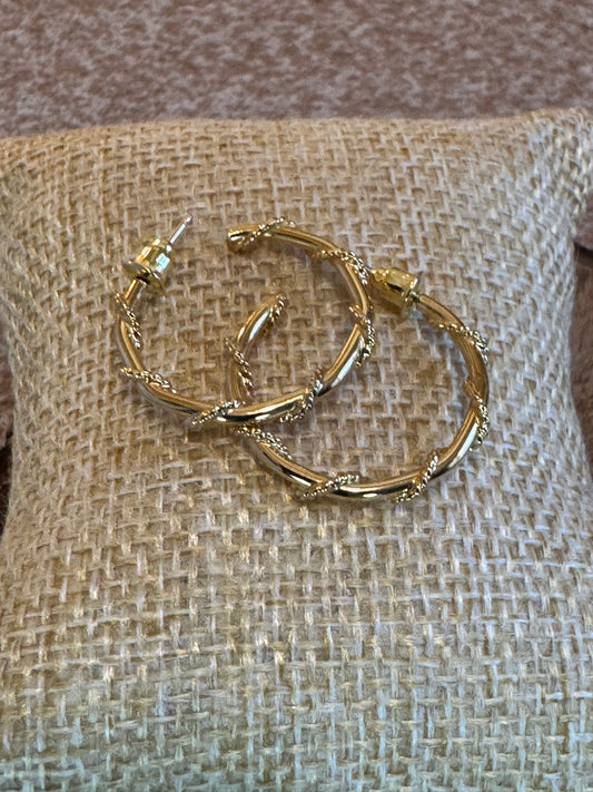 Twisted Gold Tone Hoop Earrings