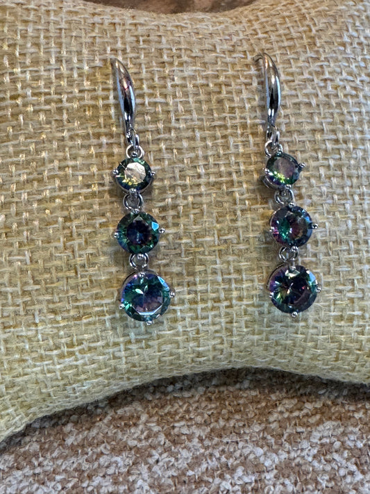 Blue Purple Crystal Dangle Earrings