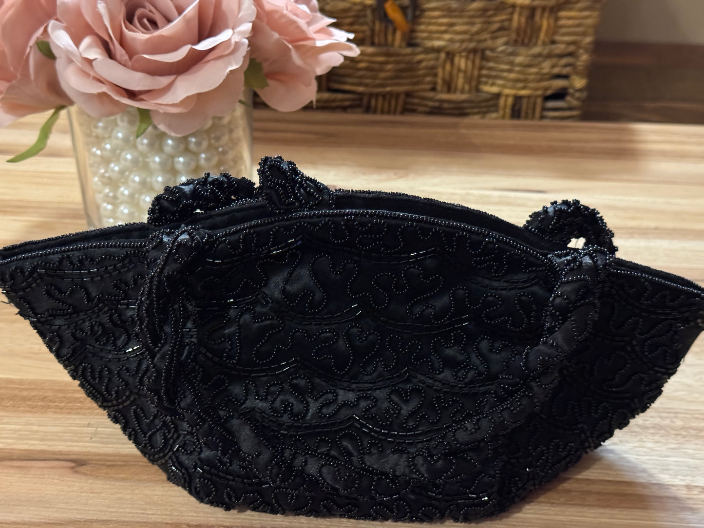 Vintage 1940s–1950s “Bags by Josef” Hand-Beaded Black Evening Bag — Made in U.S.A. - Rare Find! Collector's Item!