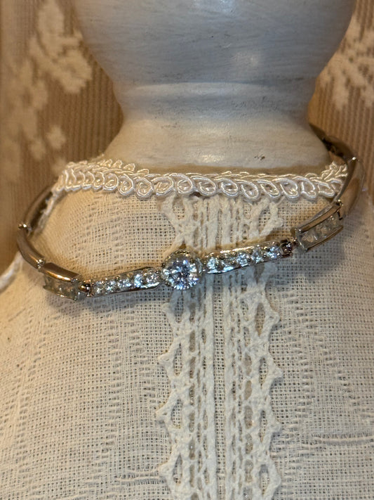 Crystal and Silver Tone Bracelet