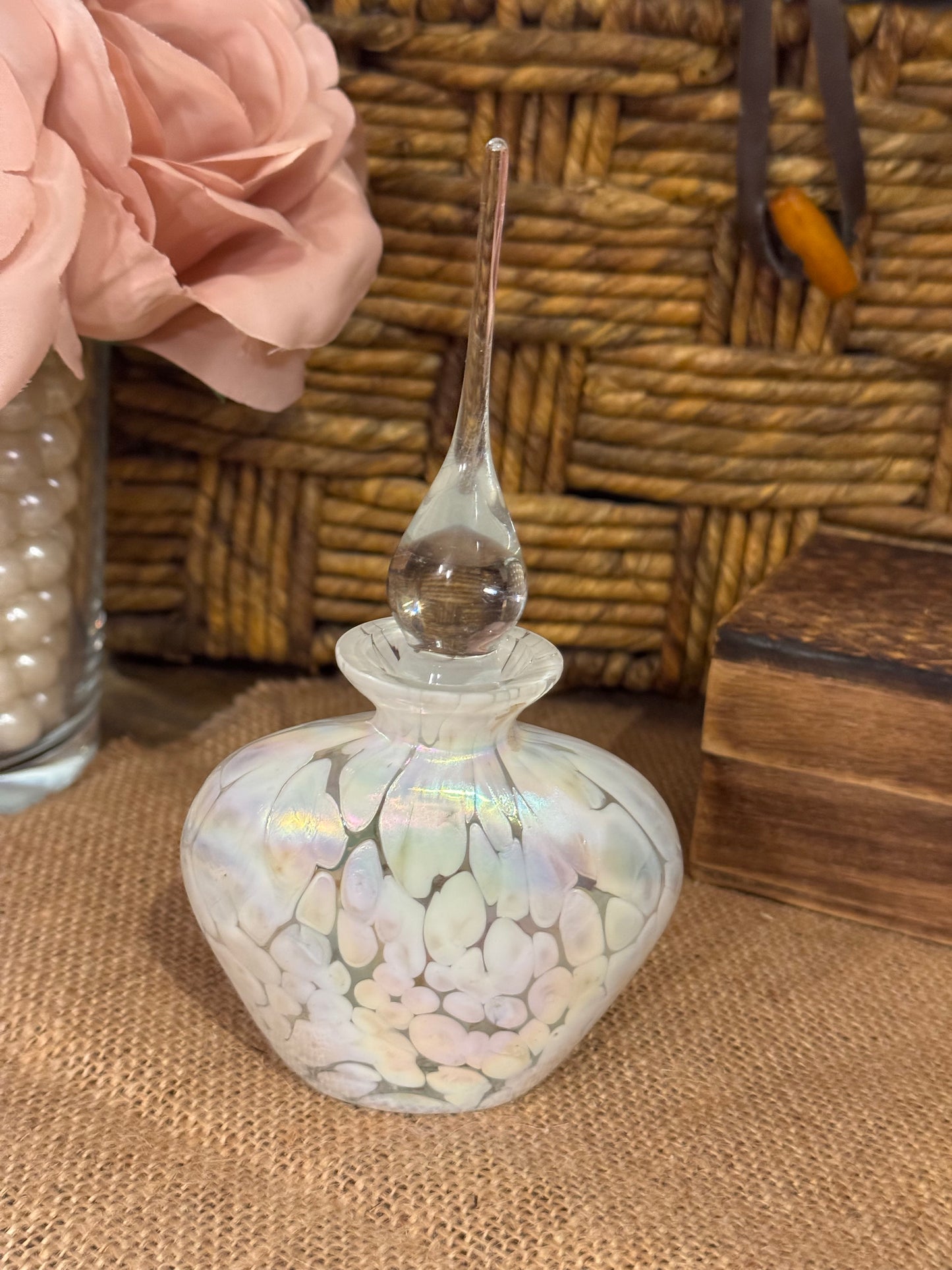Vintage Silvestri Iridescent Art Glass Perfume Bottle - Collector's Item!!