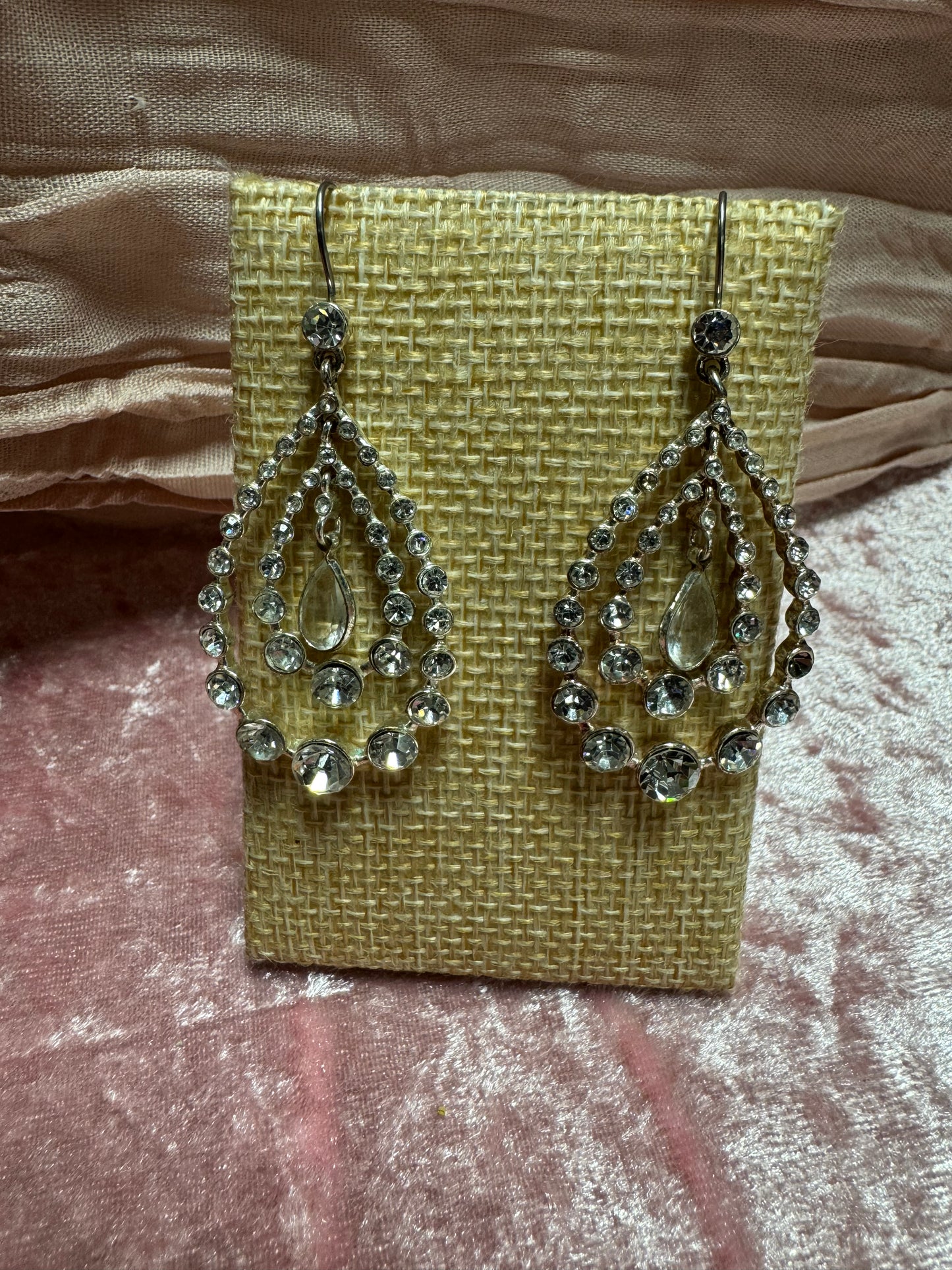 Silver-tone dangle chandelier earrings