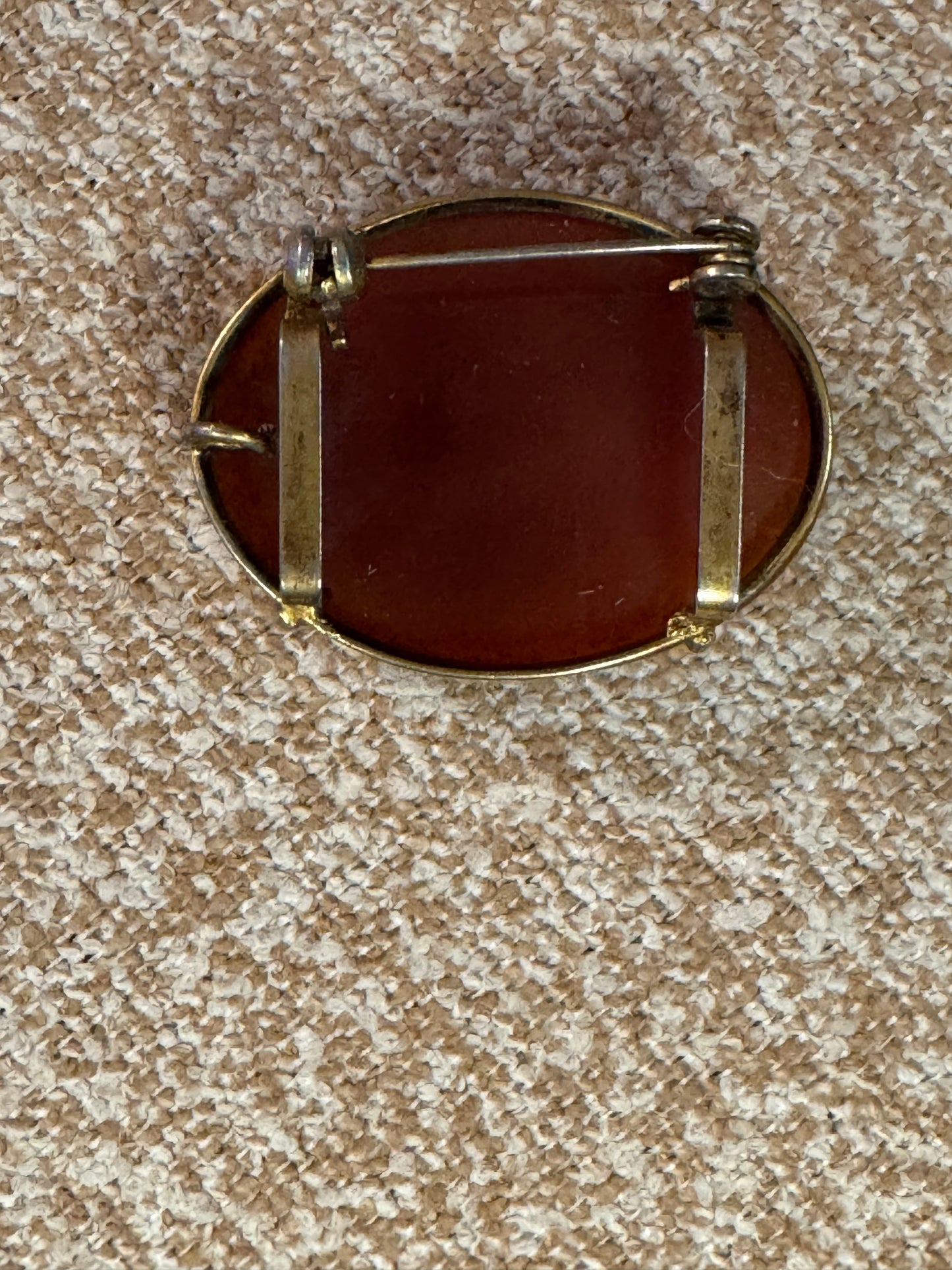Vintage Garnet or Carnelian Cabochon Brooch / Pendant