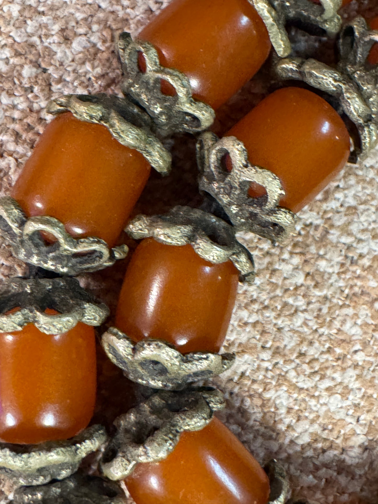 Vintage Bakelite Barrel Bead Statement Necklace – 24" One-of-a-Kind Design