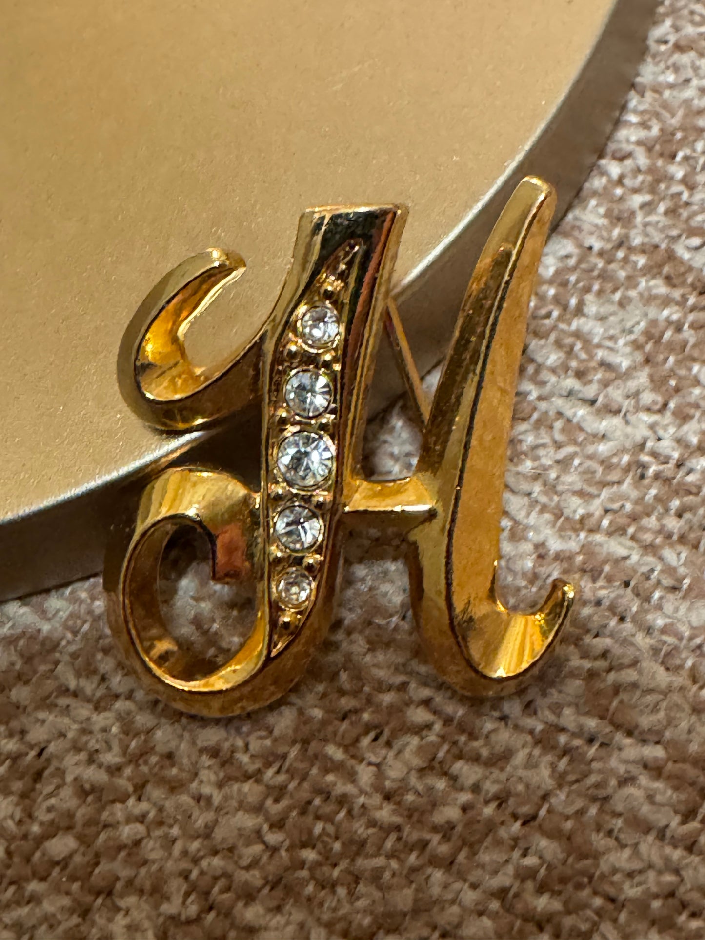 Vintage Signed Avon Rhinestone "H" Brooch