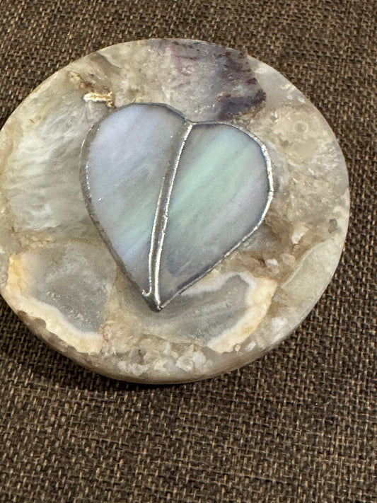 Mother-of-Pearl Heart Pendant in Silver-Tone Setting