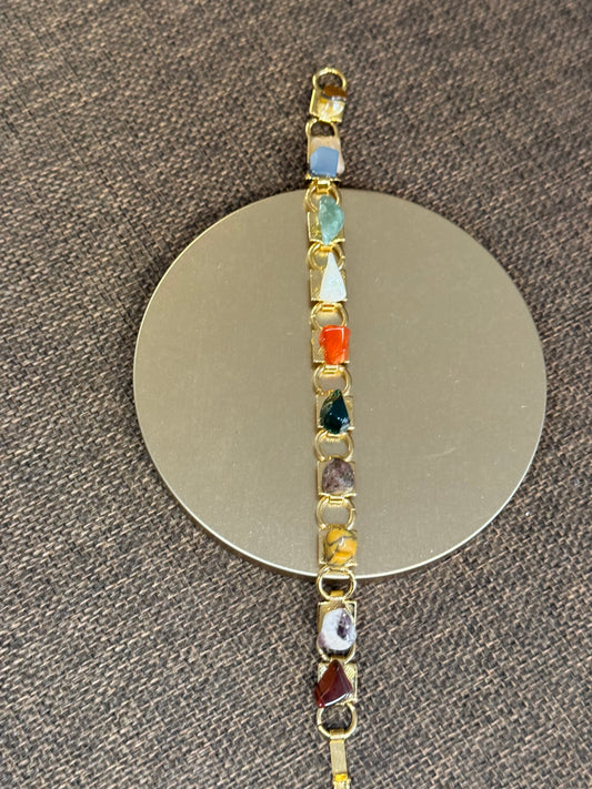 Vintage Multi-Gemstone Link Bracelet | 1950s–1970s