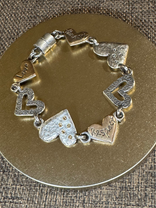 Multi-Heart Charm Bracelet | Silver-Tone with Engraved Charms