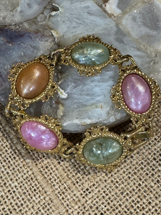 Vintage Mid-Century Colorful Cabochon Bracelet