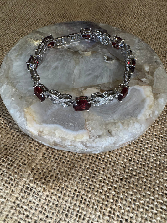 Vintage Red Garnet Colored Tennis Bracelet