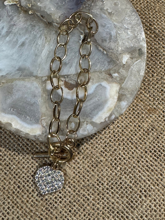 Lots of Love Gold Tone Toggle Bracelet