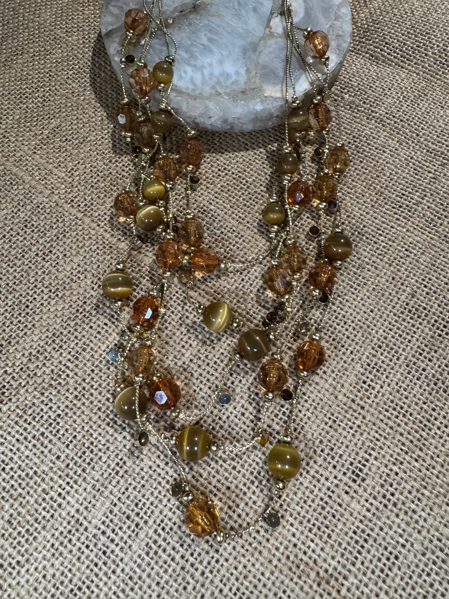 Vintage Multi-Strand Floating Beaded Necklace - 24"