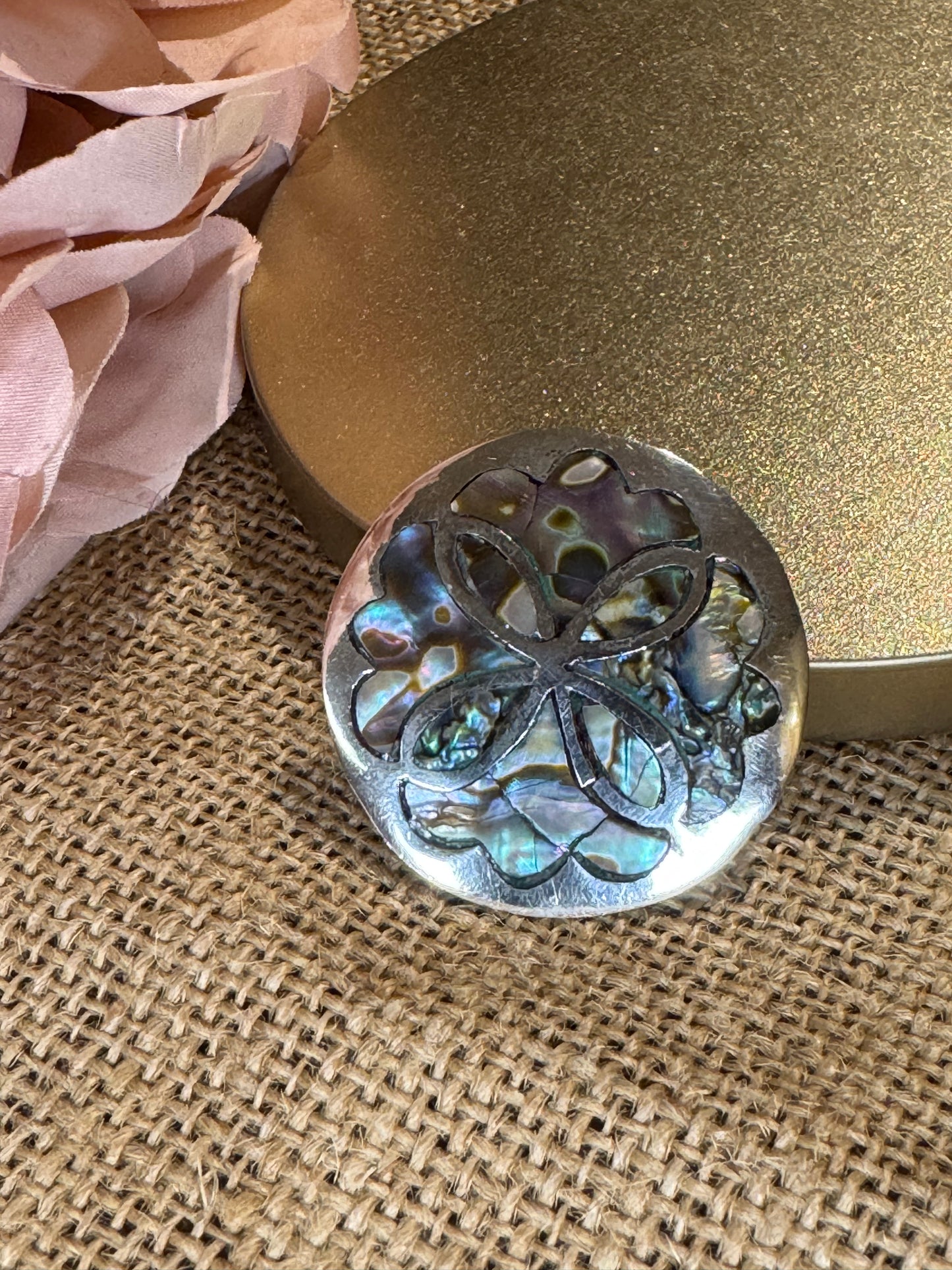 Vintage Mexican Sterling Silver & Abalone Shell Brooch/Pendant