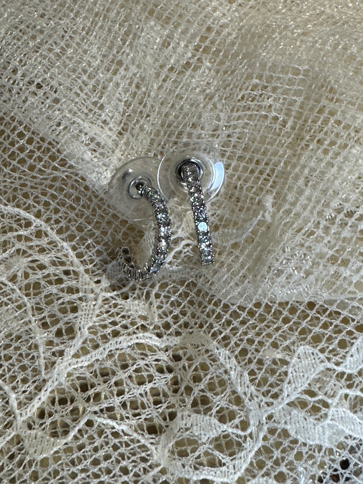 Silver-Tone Crystal Hoop Earrings
