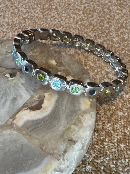 Citrus Burst-Inspired Multi-Color Crystal Bracelet – Rhodium Tone