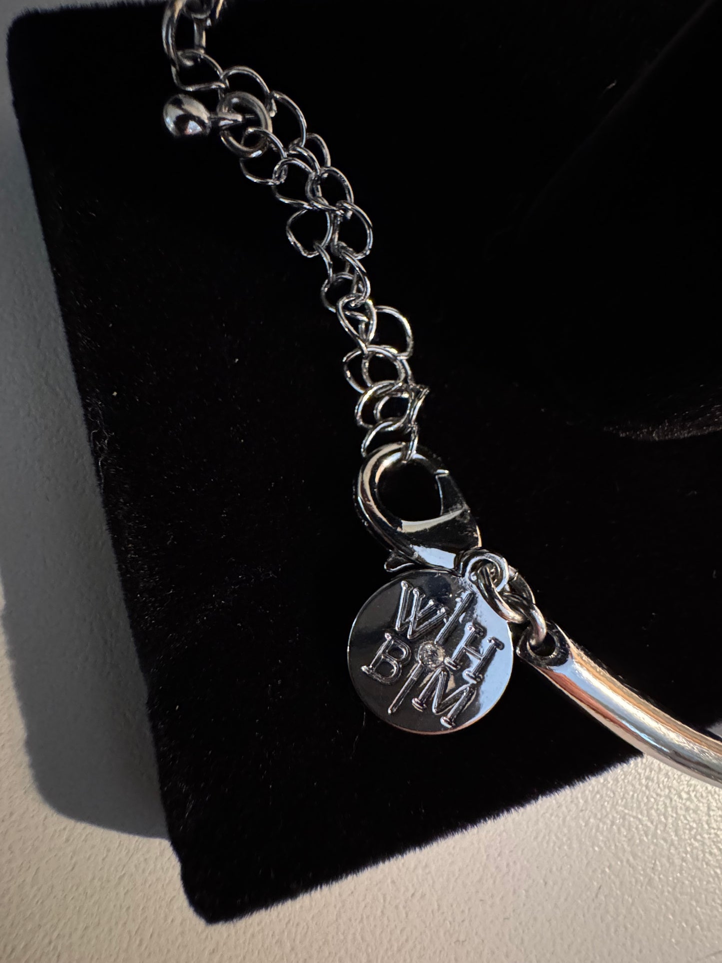 Signed White House Black Market Silver-Tone Pendant Choker with Blue and White Oval Stone Pendant