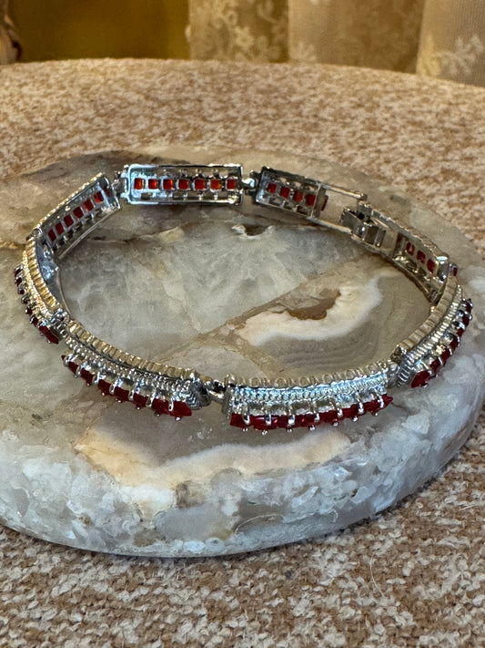 Red Rhinestone Tennis Bracelet
