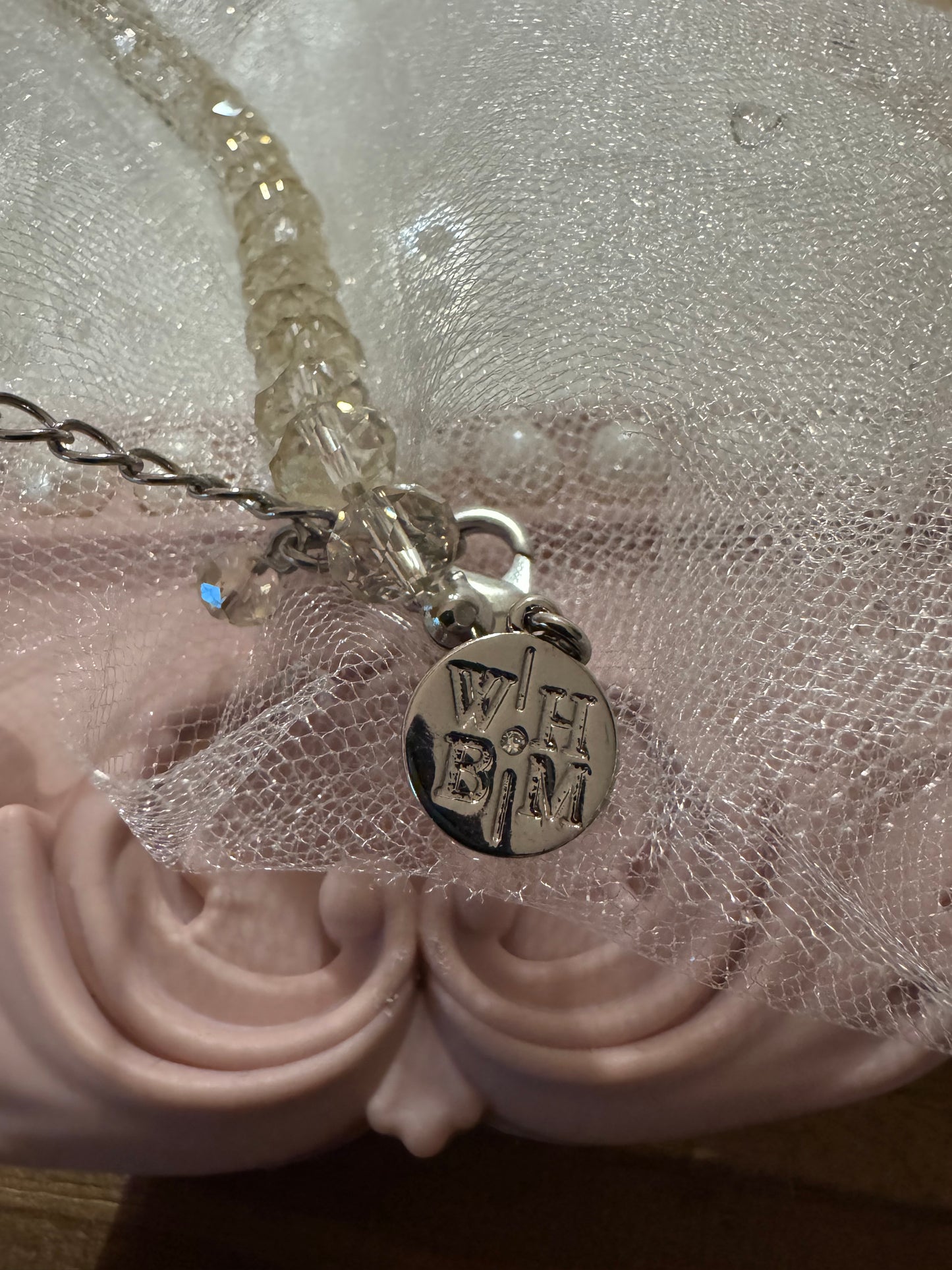 Signed White House Black Market Pink Ombre Beaded 32" Tassel Necklace