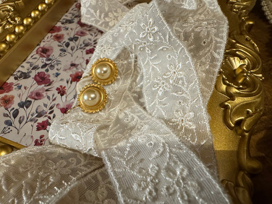 Vintage Gold-Tone Faux Pearl Drop Earrings