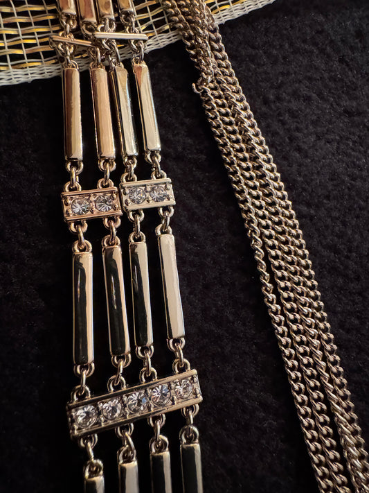 Signed White House Black Market 24" Gold-Tone Multi-Strand Tassel Necklace