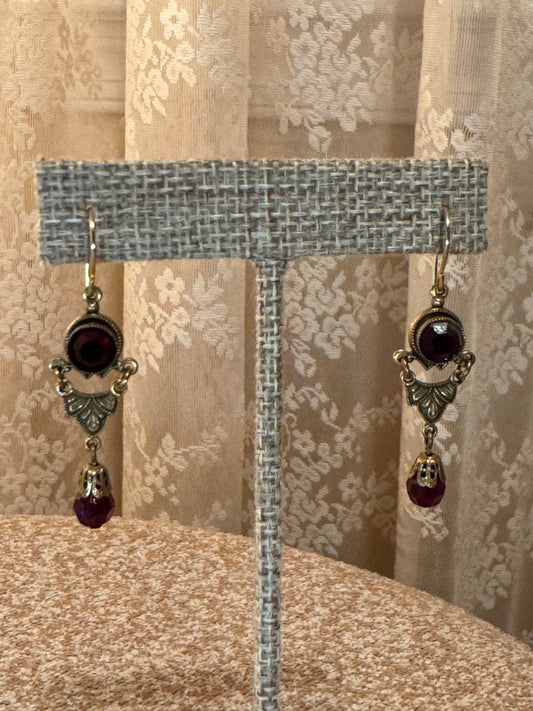 Alison Faye Vintage-Inspired Red Dangle Earrings – Romantic Filigree Design