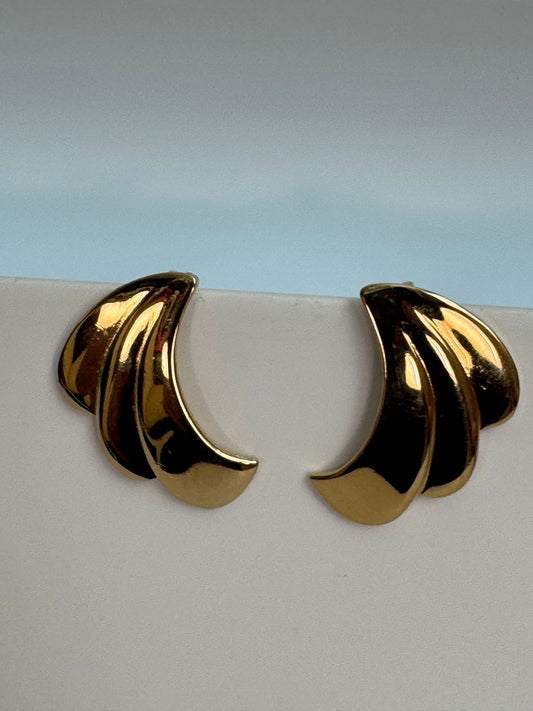 Signed Trifari Vintage Gold Tone Clip Earrings