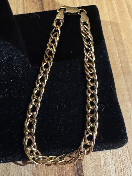 Vintage OTC International Stamped 14K Gold Italy Double Link Bracelet 7" - 2g