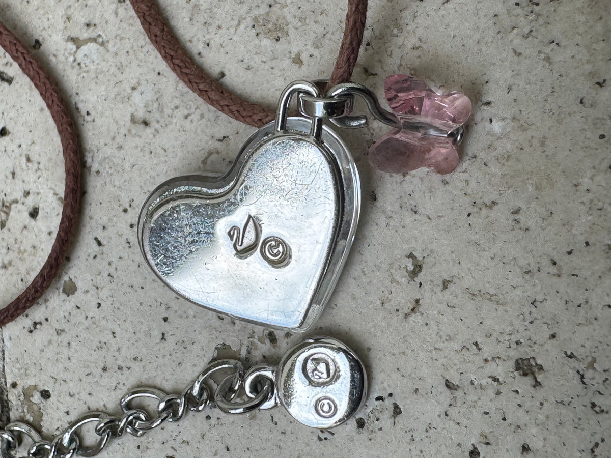 Vintage Swarovski Iridescent Crystal Heart Charm Necklace