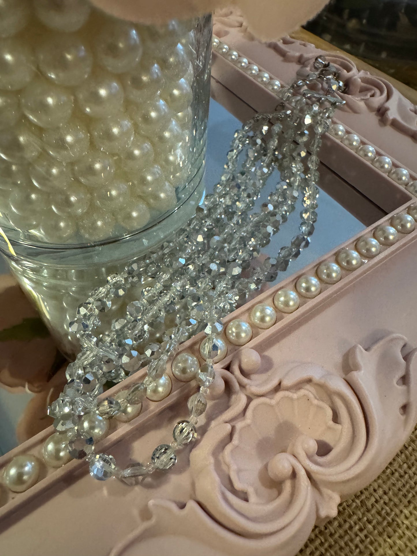 Vintage Multi-Strand 16" Faceted Crystal Beaded Necklace – Timeless Elegance