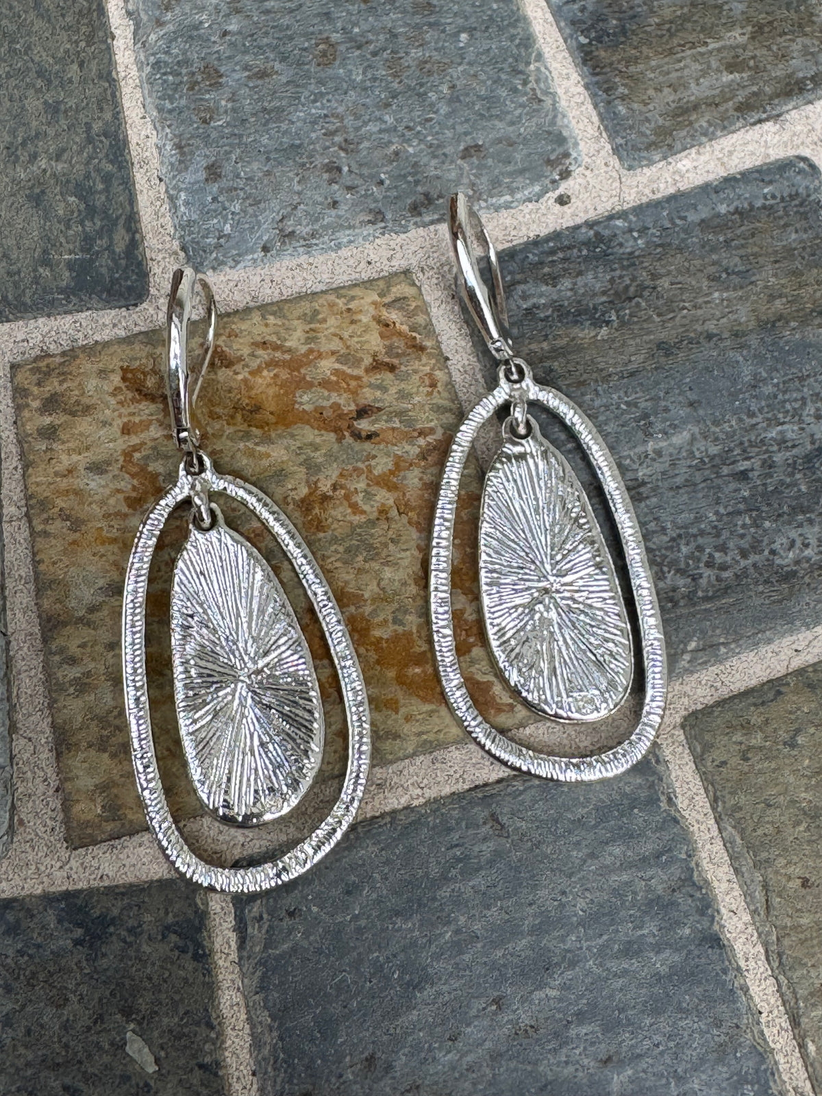 Vintage Iridescent Abalone & Crystal Halo Drop Earrings