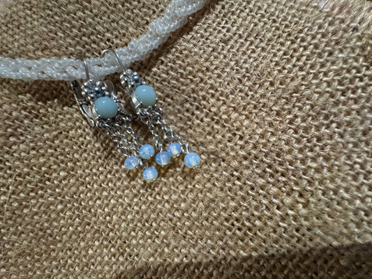 Opalite Medieval & Renaissance-Inspired Silver Earrings
