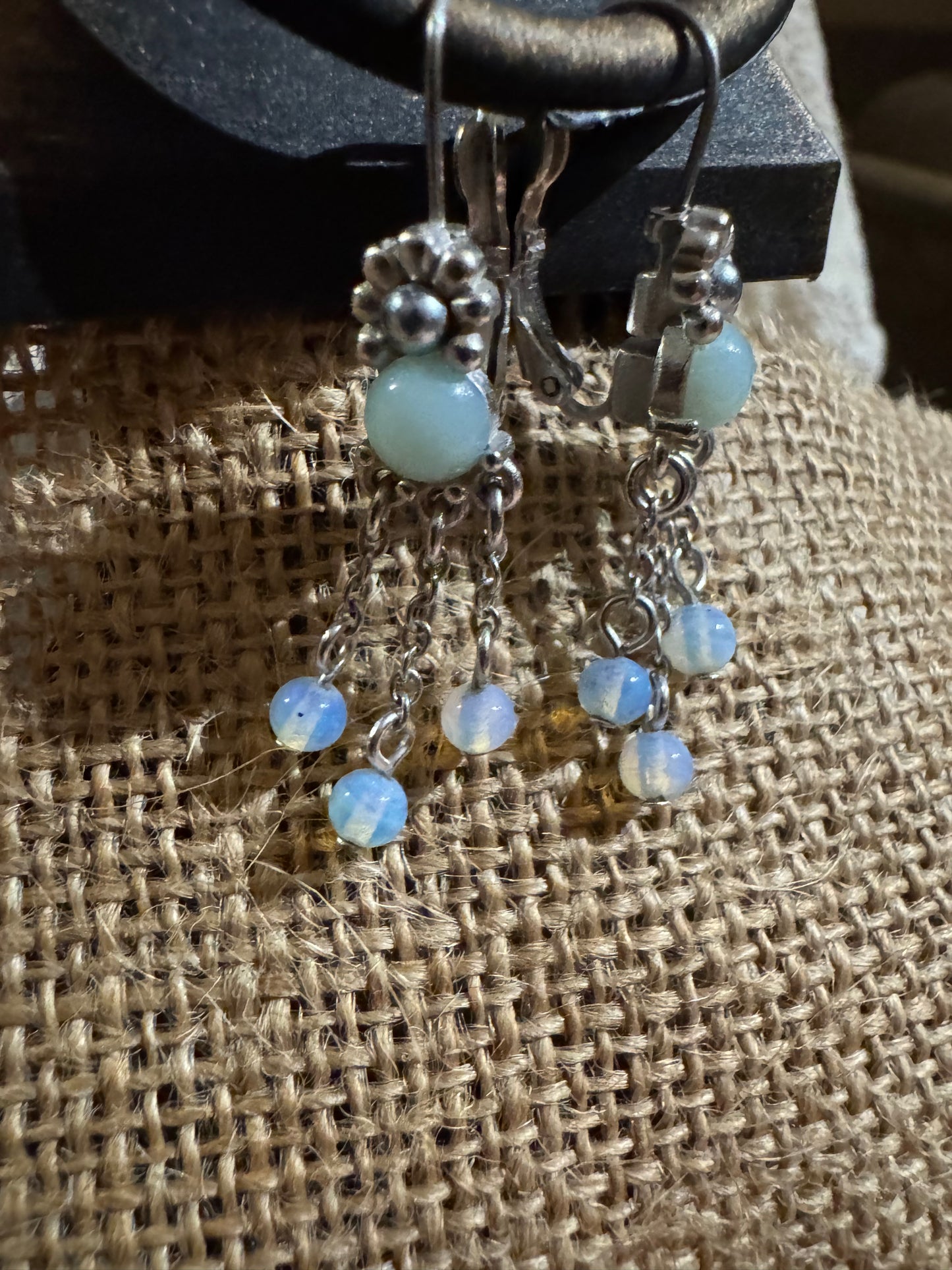 Opalite Medieval & Renaissance-Inspired Silver Earrings