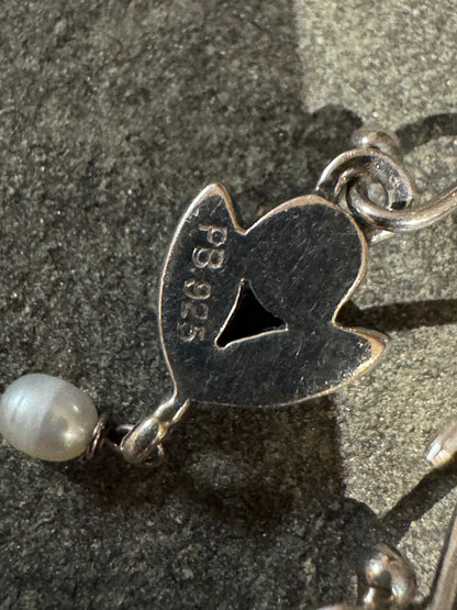 Petite Vintage Sterling Silver Amethyst & Jade Pearl Drop Earrings – Art Nouveau Inspired