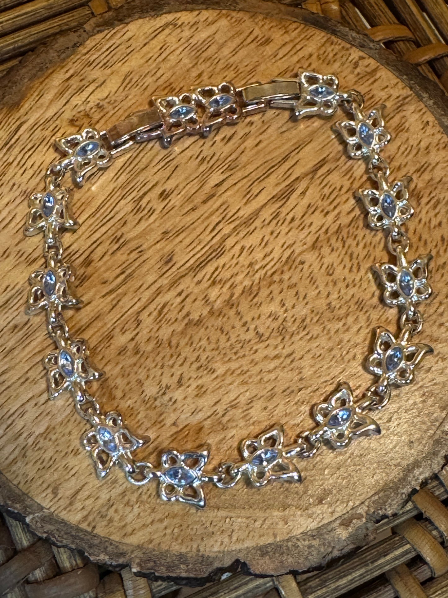 Vintage Avon Empowerment Butterfly Bracelet with Light Blue Crystals