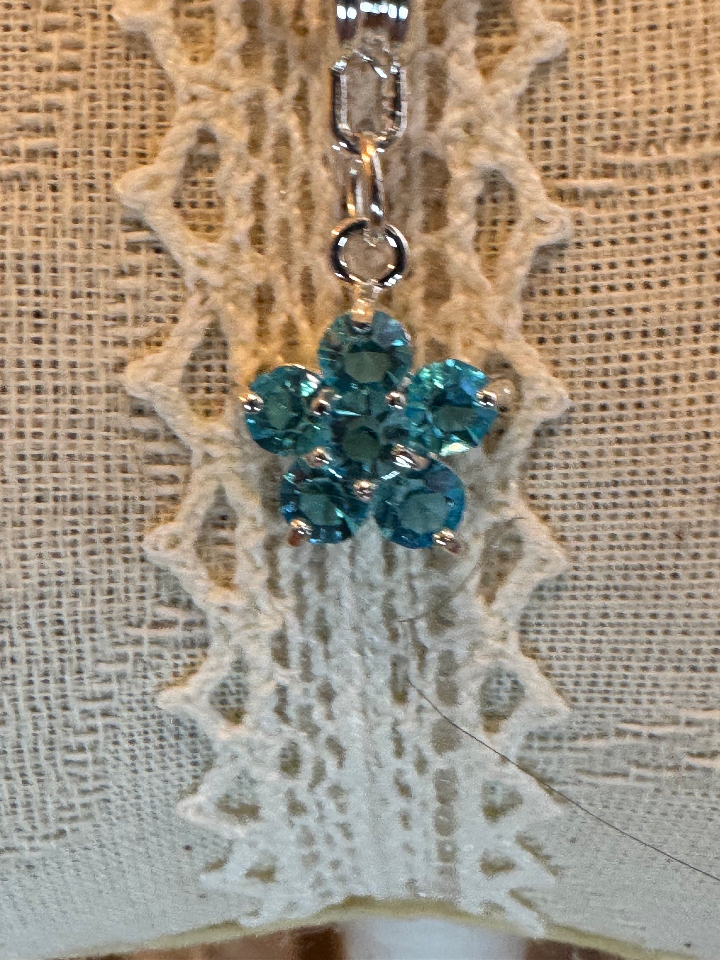 18K GP Blue Flower Pendant Necklace (18")