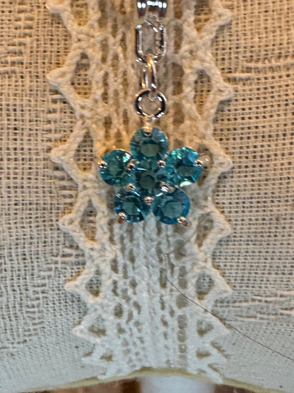 18K GP Blue Flower Pendant Necklace (18")