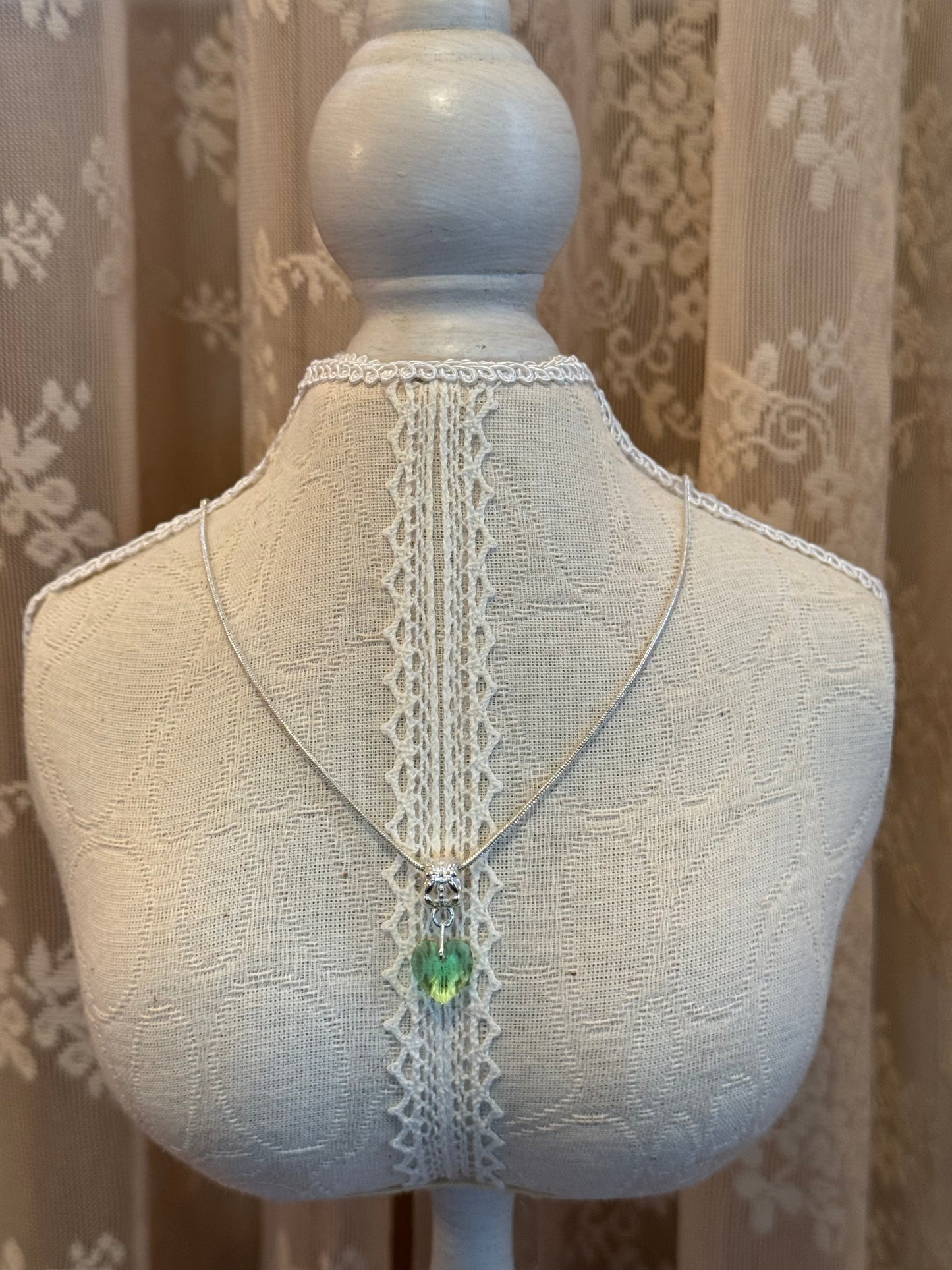 18K GP Green Heart CZ Pendant Necklace (18")