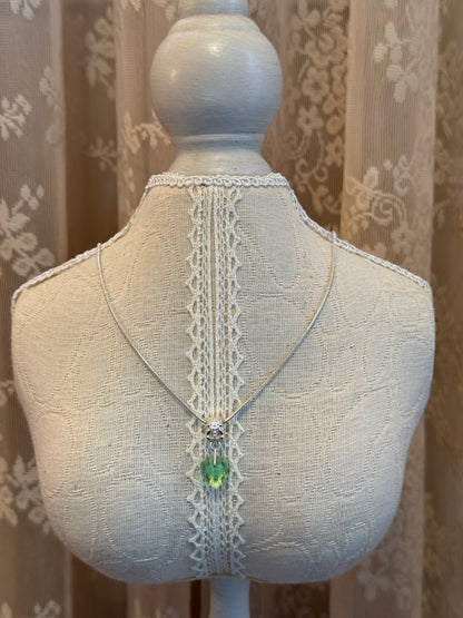 18K GP Green Heart CZ Pendant Necklace (18")