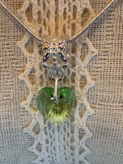 18K GP Green Heart CZ Pendant Necklace (18")