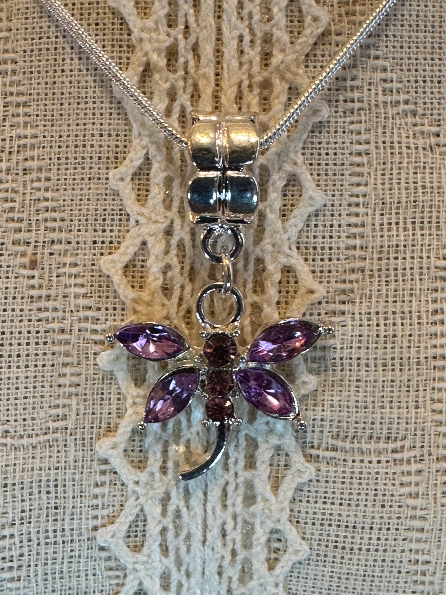 18K GP Purple Butterfly Pendant Necklace (18")
