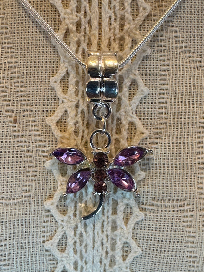 18K GP Purple Butterfly Pendant Necklace (18")