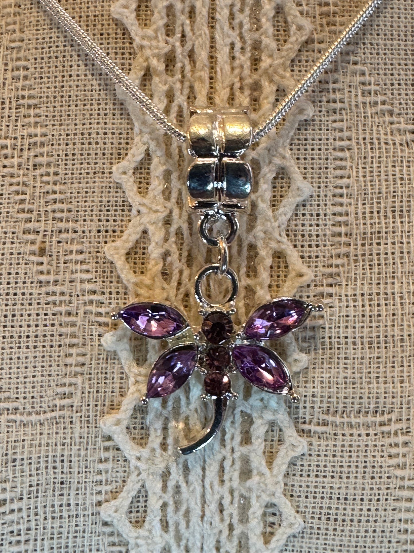 18K GP Purple Butterfly Pendant Necklace (18")
